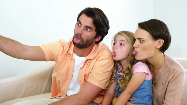 Happy family taking a selfie