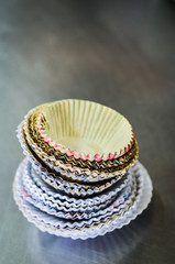 stack of cup cake mold