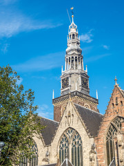 Clock tower of Old church in Amsterdam