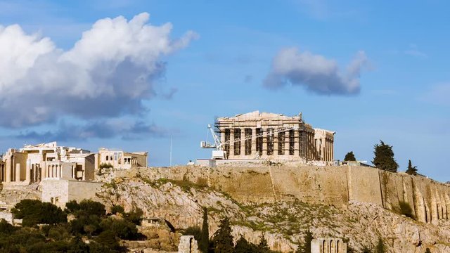 HD 25p Acropolis rock wide view zoom out timelapse