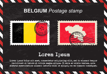 Belgium postage stamp, postage stamp, vintage stamp, air mail envelope.