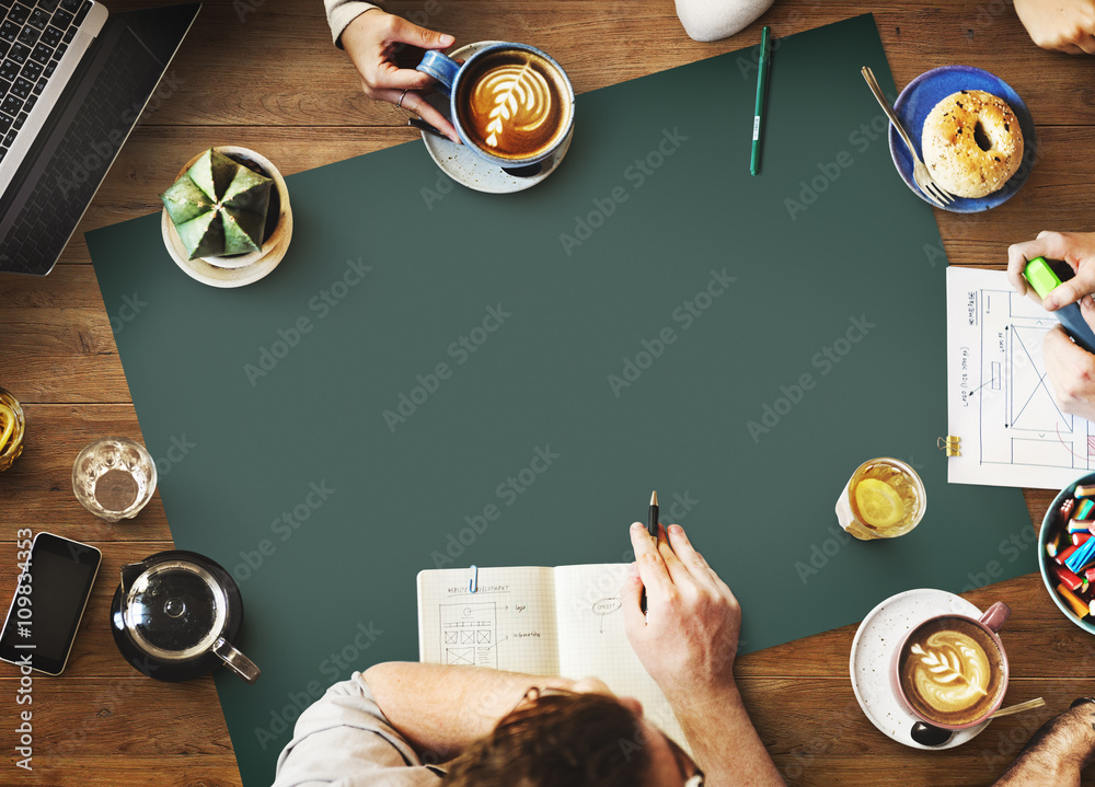 Wall mural web design team working planning website concept