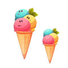 Ice cream cone with flavour collection. Vector illustration.