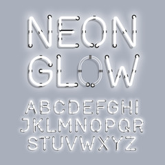 White Neon Glow alphabet 