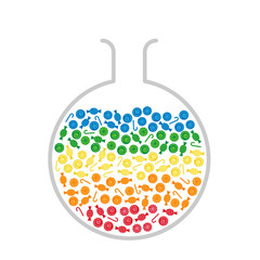 Obraz premium Lab flask filled with colorful candies 