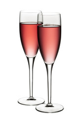 full view of two glasses  of red wine