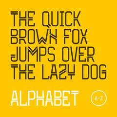 The quick brown fox jumps over the lazy dog.  Modern font, 26 latin alphabet letters
