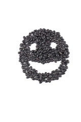 happy face made of black beans