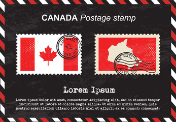Canada postage stamp, vintage stamp, air mail envelope.