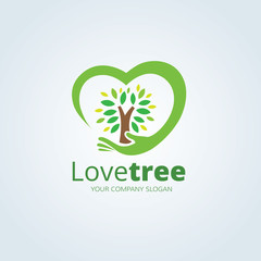 Love tree logo,green and environment logo template.