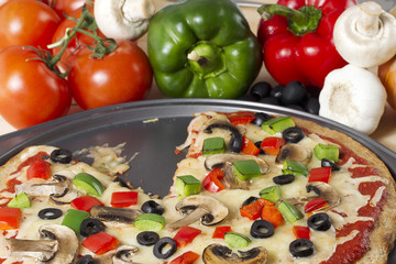 pizza and vegetable ingredients