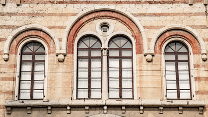 Medieval arched windows.