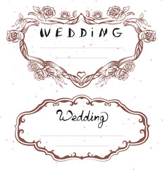Wedding title. Floral Frame for Wedding Invitation. Lettering text for greeting card