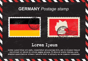 Germany postage stamp, vintage stamp, air mail envelope.