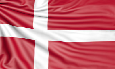 Fototapeta premium Flag of Denmark, 3d illustration with fabric texture