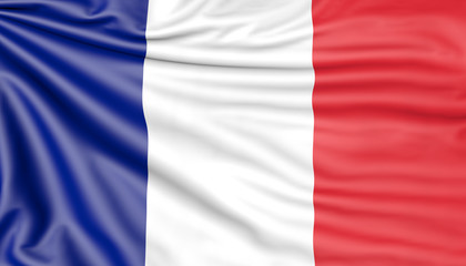 Flag of France, 3d illustration with fabric texture