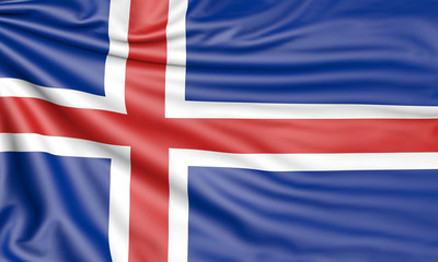 Fototapeta premium Flag of Iceland, 3d illustration with fabric texture
