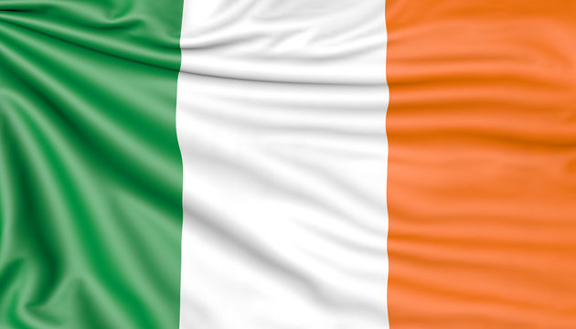 Flag of Ireland, 3d illustration with fabric texture