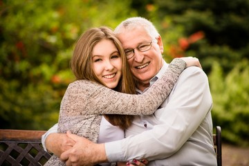 Fototapeta premium Grandfather and grandchild hug
