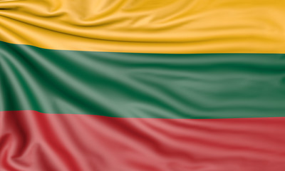 Obraz premium Flag of Lithuania, 3d illustration with fabric texture