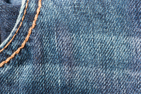 Blue denim texture and background close up