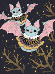 lovely bat adult coloring page