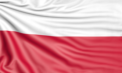 Flag of Poland, 3d illustration with fabric texture