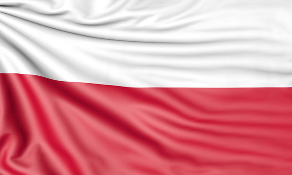 Flag of Poland, 3d illustration with fabric texture