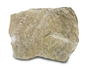 Fotobehang Mineral sandstone isolated on white background. Most sandstone is composed of quartz and/or feldspar © aleks-p