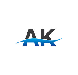 ak initial logo with swoosh blue and grey