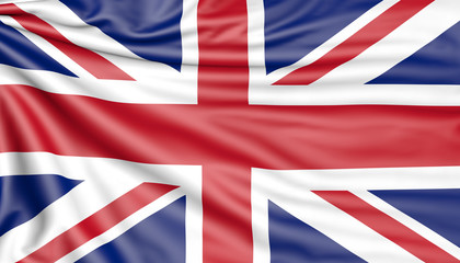 Flag of the United Kingdom, 3d illustration with fabric texture
