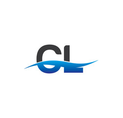 cl initial logo with swoosh blue and grey