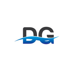 dg initial logo with swoosh blue and grey