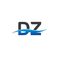 dz initial logo with swoosh blue and grey