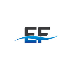 ef initial logo with swoosh blue and grey