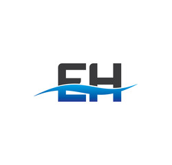 eh initial logo with swoosh blue and grey
