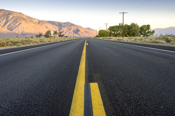 Driving through countryside to Death Valley, United States