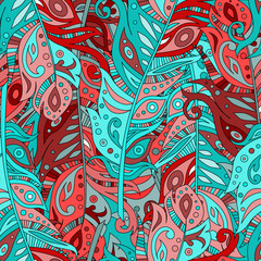 Naklejka premium feather seamless pattern