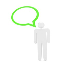 3d man with talk bubbles isolated over a white background. 3d rendering.