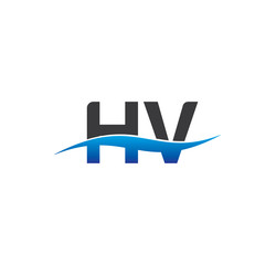 hv initial logo with swoosh blue and grey