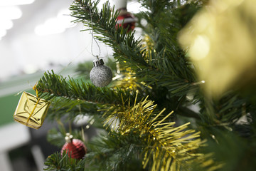 beautiful christmas tree with soft focus color filtered background
