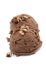 two scoops of ice cream with nuts