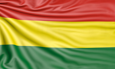 Flag of Bolivia, 3d illustration with fabric texture