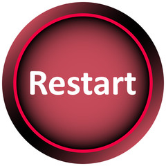 Icon red white word restart