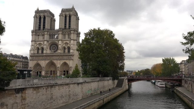 Notre Dame Cathedral de Paris. France. Shot in 4K (ultra-high definition (UHD)).
