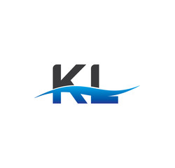 kl initial logo with swoosh blue and grey