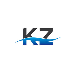 kz initial logo with swoosh blue and grey