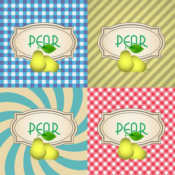 four types of retro textured labels for pear eps10