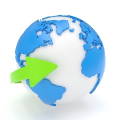 Fototapeta premium Arrow and Earth globe. 3d render