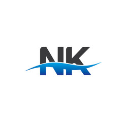 nk initial logo with swoosh blue and grey